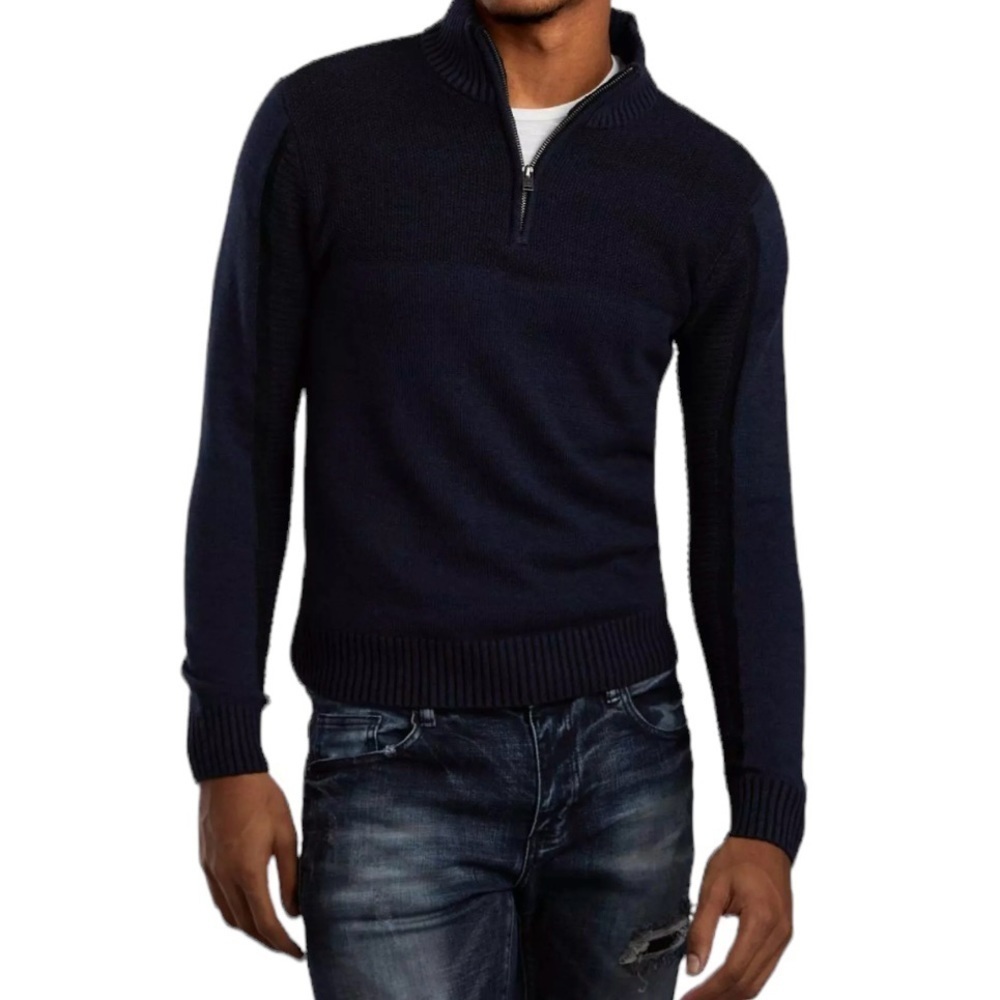 Buckle JB Holt Sweater Men’s XL Navy Blue Quarter Zip Mock Neck Classic Preppy